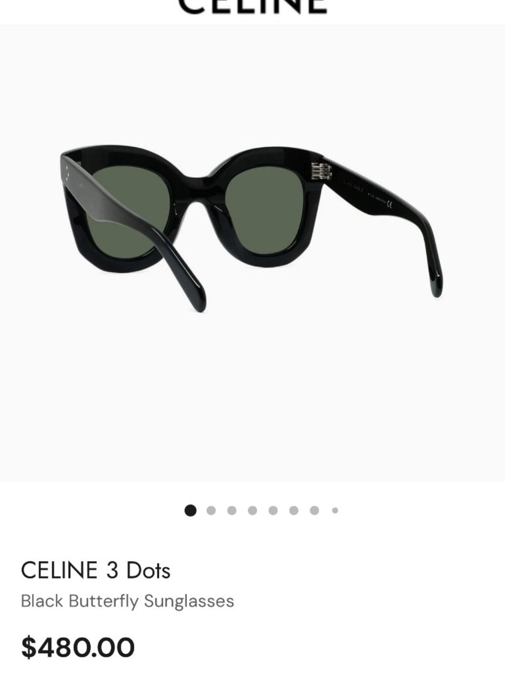 Celine 3 Dots Butterfly Black Round Women's Sunglasses CL4005FN - Picture 8 of 10